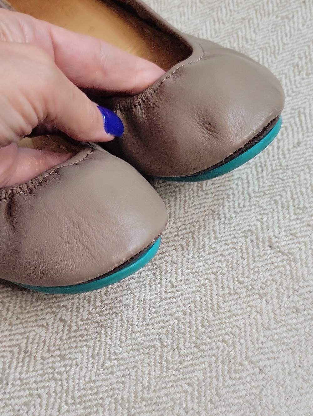 TIEKS Taupe Leather Ballet Flats - Picture 6 of 7